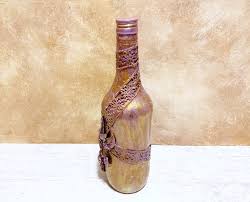 Mixed Media Bottle Art Recycled Wine