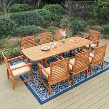 9 Piece Wood Patio Outdoor Dining Set