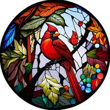Stained Glass Cardinal Bird Ai
