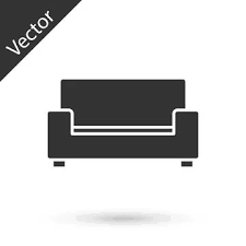 Grey Sofa Icon Isolated On White