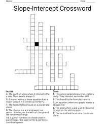 Slope Intercept Crossword Wordmint