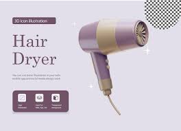 Premium Psd 3d Hair Dryer Ilration
