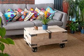 Mango Wood Chest Coffee Table On Wheels