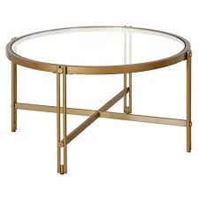 Inez 32 Wide Round Coffee Table In Brass