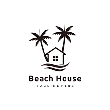 Minimalist Beach House Logo Design Icon