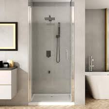 34 To 35 1 2 In W X 72 In H Pivot Swing Frameless Shower Door In Chrome With Clear Glass Fp34ch