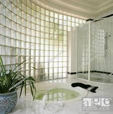 Curved Glass Brick Wall In Modern White