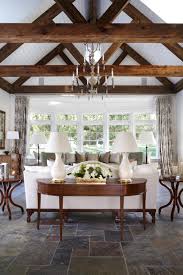 wood beams and vaulted ceilings add