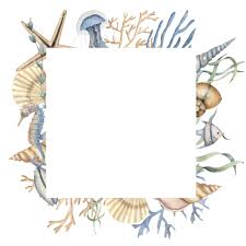 Seas Watercolor Square Frame On
