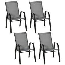 Outsunny Set Of 4 Garden Dining Chair
