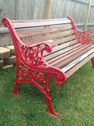 Vintage Cast Iron Bench Red