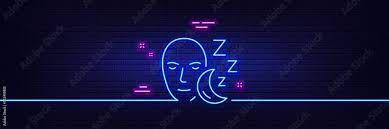 Neon Light Glow Effect Sleep Line Icon