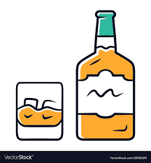 Whiskey Orange Color Icon Bottle And