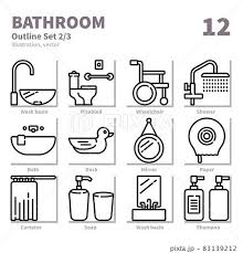 Bathroom Icons Set Detailed Outline