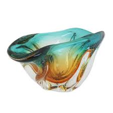Glass Abstract Decorative Bowl In Clear Novica