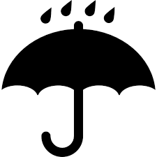 Black Opened Umbrella Symbol With Rain