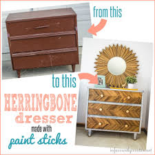 Diy Herringbone Dresser Made With Paint