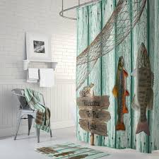 Shower Curtain Fishing Grunge Primitive