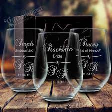 Engraved Wedding Stemless Wine Glass