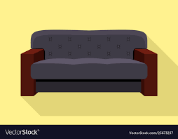 Grey Sofa Icon Flat Style Royalty Free