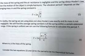 Solved The Mass Of The Spring And The