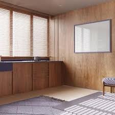 Japandi Kitchen With Wooden Walls And