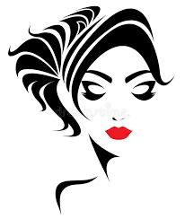 Long Hair Style Icon Logo Women Face