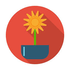 Sunflower Flat Icon With Long Shadow