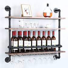 Industrial Pipe Shelf Wine Rack Wall