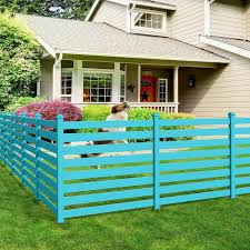 Ares 38 In X 46 In Blue Garden Fence W Post And No Dig Steel Cone Anchor Recycled Plastic Privacy Fence Panel 4 Pack
