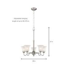 Hampton Bay Hon8115a 5 Light Brushed Nickel Chandelier With Frosted Glass Shades