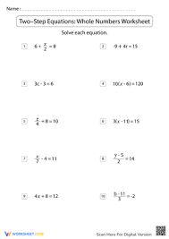 4660 Two Variable Equations Worksheet