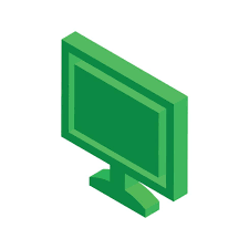 Green Isometric 3d Computer Monitor