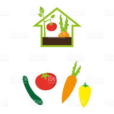 Vegetable Icons And A Home Garden Icon
