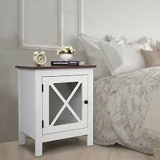 2pcs Wood Cabinet Nightstand End Table