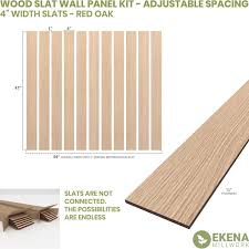 Ekena Millwork Sww55x48x0250ro 47 H X 1 4 T Adjustable Wood Slat Wall Panel Kit W 4 W Slats Red Oak Contains 11 Slats