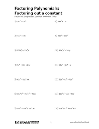 Factoring Polynomials Factoring Out A