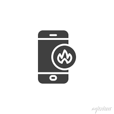 Smartphone With Fire Flame Vector Icon