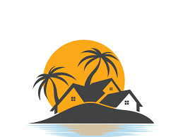 Minimalist Icon Sunset Beach House Logo