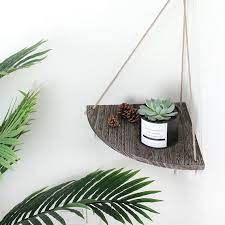 Hanging Wood Corner Plant Shelf Wall