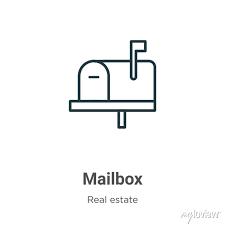 Mailbox Outline Vector Icon Thin Line