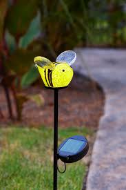 Bee Glass Light Up Garden Stake Solar