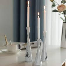 Fabulaxe Marble Resin Candle Holders