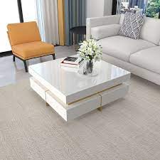 White Modern Square Coffee Table With