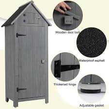 2 5 Ft W X 1 8 Ft D Solid Wood Outdoor Storage Shed Tool Garden Storage Cabinet With Lockable Door 4 5 Sq Ft