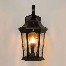 Home Decorators Collection 15 9 In Bronze Integrated Led Outdoor Wall Lantern Sconce With Flickering Bulb Motion Sensor And Photocell Fl 382hd