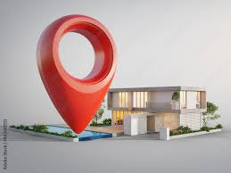Modern House With Location Pin Icon On