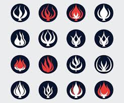 Flames Icon Set In The Style Of Ssaku Hanga