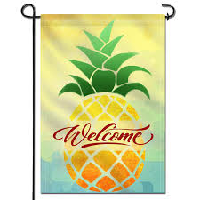 Cartoon Pineapple Welcome Garden Flag