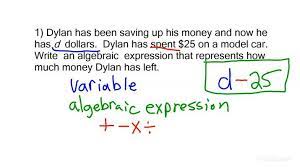 Writing A Basic Algebraic Expression